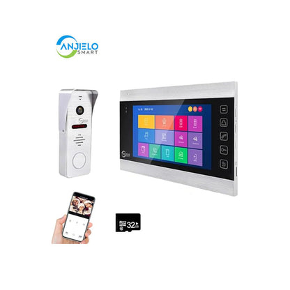 Anjielo Smart Home WiFi Video Intercom System with 1080P 160°Wide HD Camera 7 lnch Wired Screen Monitor with Night Vision Motion Detect for Vally Apartment Tuya