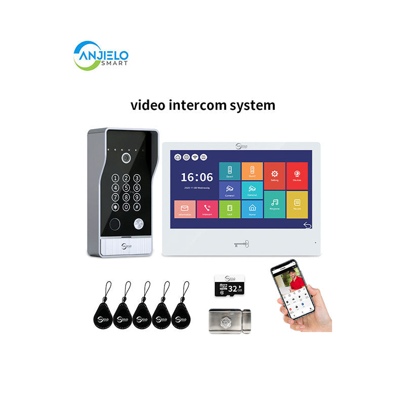 Anjielo 7-inch Smart Monitoring Video Doorbell Intercom System Waterproof Door Entry Intercom  for Villas