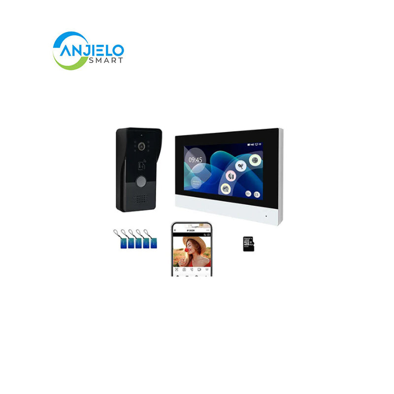 Anjielo Smart Home WiFi Video Doorbell Camera,Wired Video Intercom System, 7 Inches Monitor,HD Smart Video Door Bell with Camera,PIR Motion Detection Night Vision 2-Way Audio Support SD Card