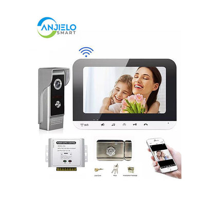 Anjielo Wifi Video Doorphone Intercom System IOS/Android Smart Mobile Phone App Remote Control/Access Control Power Supply/Electric Lock