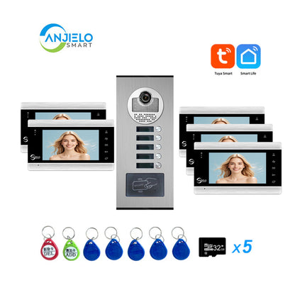 Anjielo Smart Home Tuya Wifi Video Doorphone Doorbell Camera Villa Wifi Video Intercom System for Multi-apartment