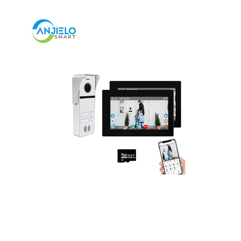Anjielo Smart Home Full Touch Screen Anjielo WiFi Video Intercoms - Tuya Smart 7/10 Inch Intercom for Two Doors with 1080p Resolution and 160° Viewing Angle
