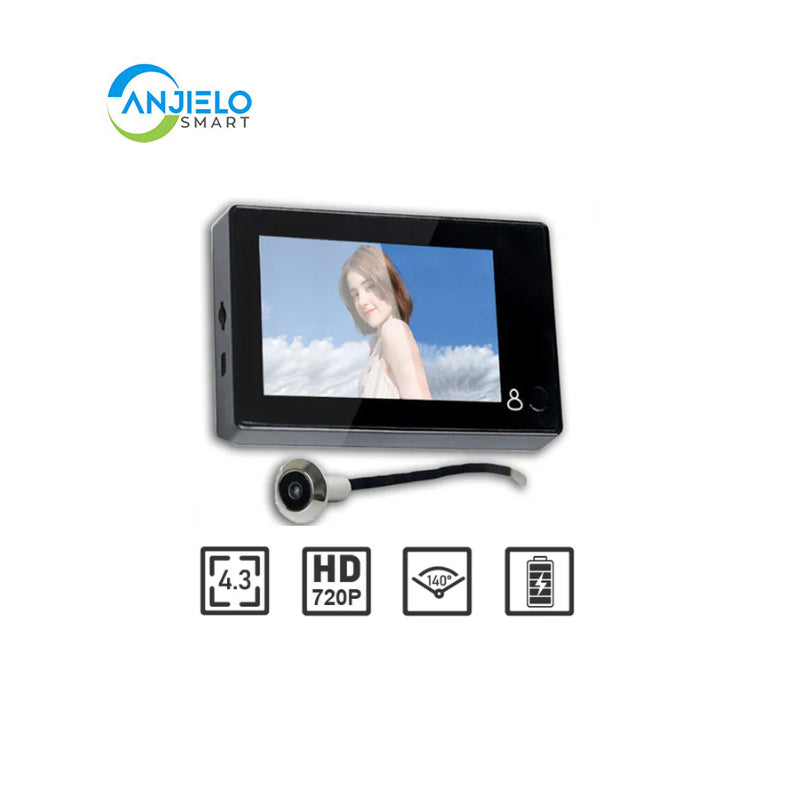 Anjielo Smart Home 4.3-Inch HD Peephole Camera: Color Digital Viewer for Wide-Angle Door Monitoring