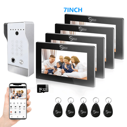 Anjielo New Tuya Smart Wi-Fi Video Door Phone System Large Size FHD 1080P RFID Card Fingerprint Passcode Unlock for Apartments