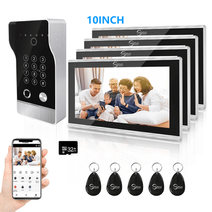 Anjielo New Tuya Smart Wi-Fi Video Door Phone System Large Size FHD 1080P RFID Card Fingerprint Passcode Unlock for Apartments
