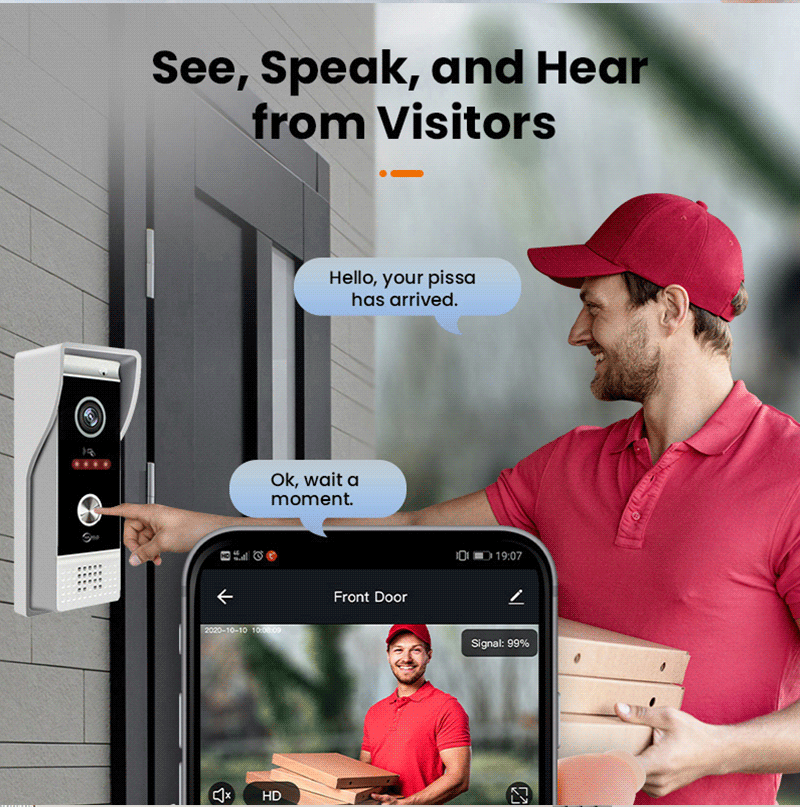 Anjielo Smart Home 10-Inch Touch Button Motion Detection Doorbell with Video Intercom for Villas & Homes