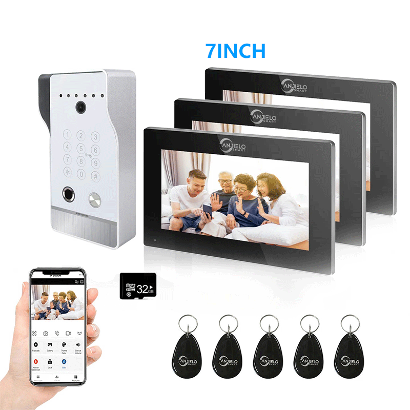Anjielo New Tuya Smart Wi-Fi Video Door Phone System Large Size FHD 1080P RFID Card Fingerprint Passcode Unlock for Apartments