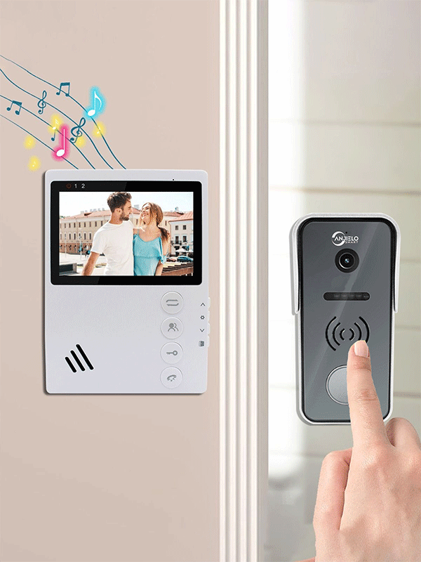 Anjielo Smart Home 4 Wired Video Intercom System Doorbell with a 148° wide-angle Lens, 4.3-inch HD Screen, Support Waterproof IP55 and Infrared Night Vision