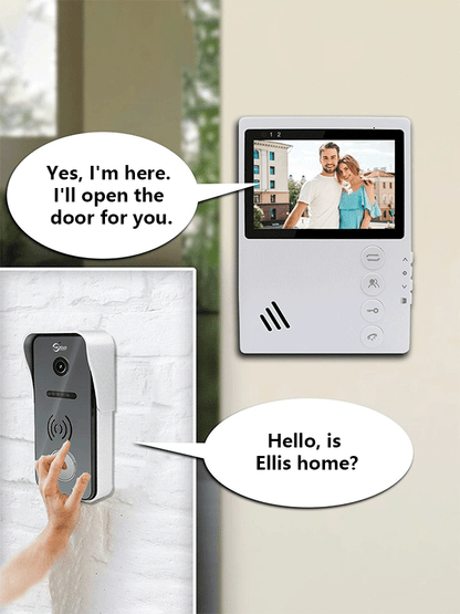 Anjielo Smart Home 4 Wired Video Intercom System Doorbell with a 148° wide-angle Lens, 4.3-inch HD Screen, Support Waterproof IP55 and Infrared Night Vision