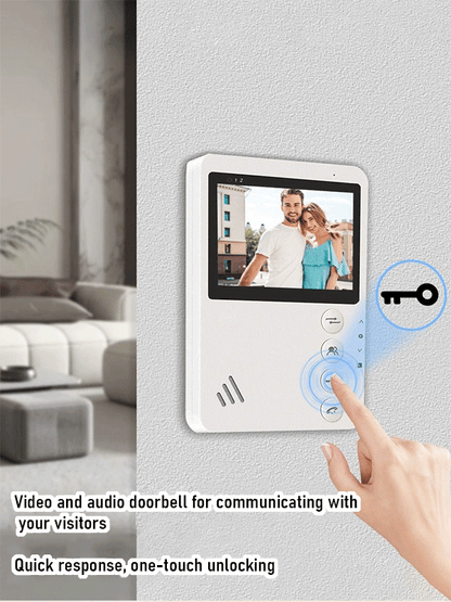 Anjielo Smart Home 4 Wired Video Intercom System Doorbell with a 148° wide-angle Lens, 4.3-inch HD Screen, Support Waterproof IP55 and Infrared Night Vision