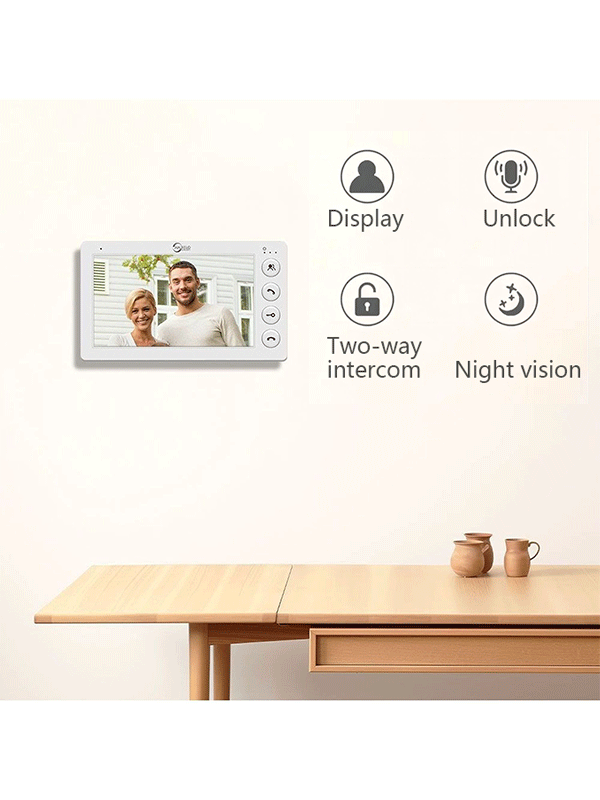 Anjielo Smart Home 4-wire Video Intercom System Doorphone with 7-inch Display with Doorbell Waterproof IP65 For Home