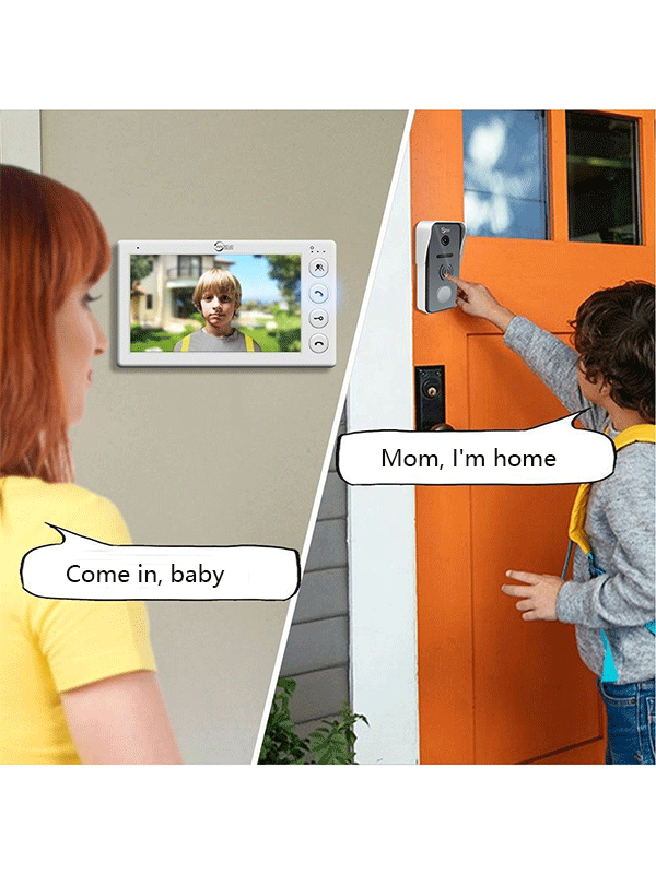 Anjielo Smart Home 4-wire Video Intercom System Doorphone with 7-inch Display with Doorbell Waterproof IP65 For Home