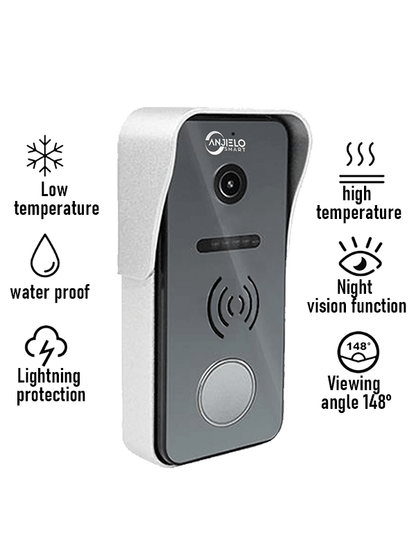 Anjielo Smart Home 4-wire Video Intercom System Doorphone with 7-inch Display with Doorbell Waterproof IP65 For Home