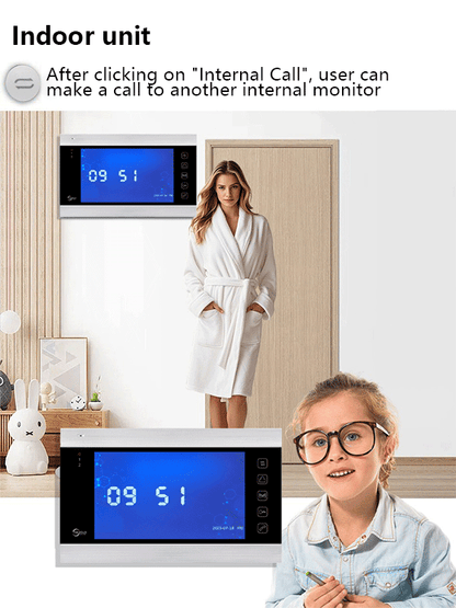 Anjieo Smart Home 4 Wired Video Intercom with 7-inc Display and Infrared Night Vision for Remote Monitoring