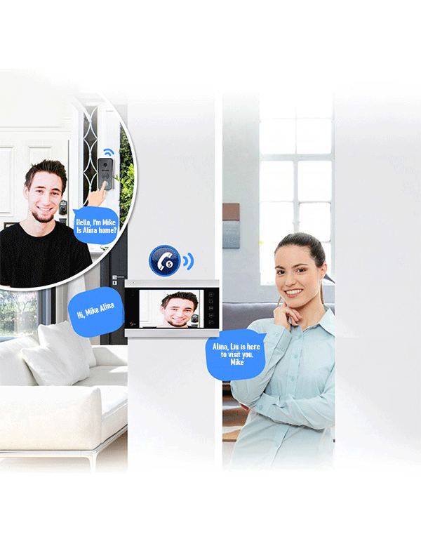 Anjieo Smart Home 4 Wired Video Intercom with 7-inc Display and Infrared Night Vision for Remote Monitoring