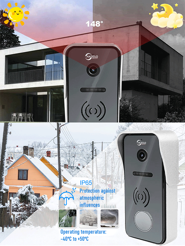 Anjieo Smart Home 4 Wired Video Intercom with 7-inc Display and Infrared Night Vision for Remote Monitoring