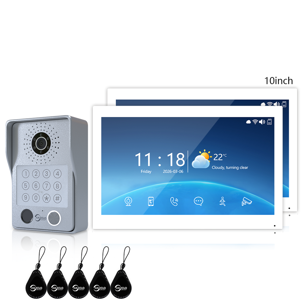 Anjielo Newest 4 wire Video Intercom System With Photo Frame Video Doorbell Motion Detection 5 in 1 unlocking Video Doorphone with Infrared Night Vision for Home and Villa