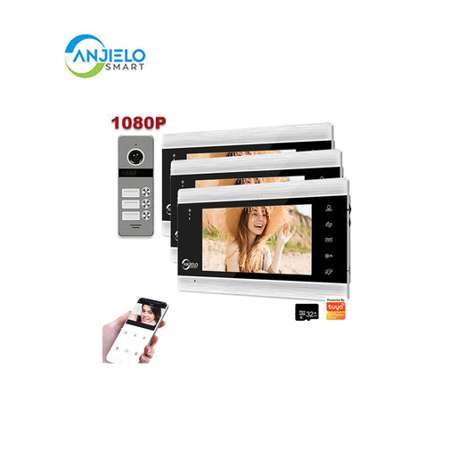 AnjieloSmart Tuya Smart 7" Video Doorbell - HD 1080p Wireless Wired Intercom for Apartments & Homes