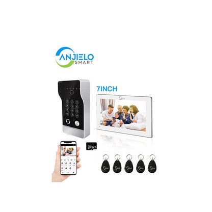 Anjielo New Tuya Smart Wi-Fi Video Door Phone System Large Size FHD 1080P RFID Card Fingerprint Passcode Unlock for Apartments