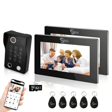 Anjielo Smart Wifi Doorbell Cam Video Intercom System by Tuya - 1080p HD Security and Multiple Unlock Options Including RFID Cards