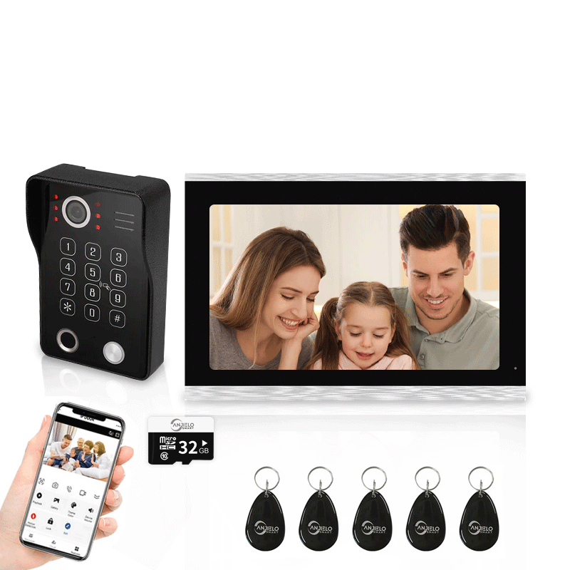 Anjielo Smart Wifi Doorbell Cam by Tuya - 1080p HD Security and Multiple Unlock Options Including RFID Cards