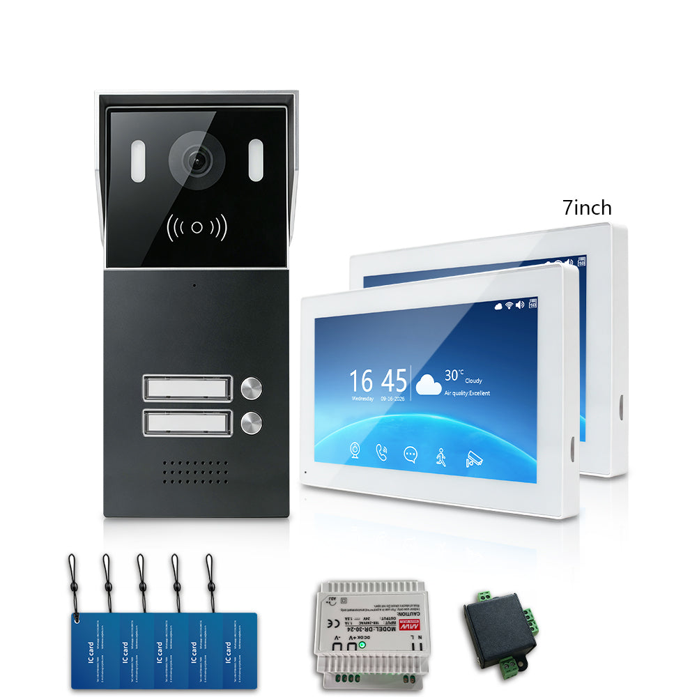 ANJIELO 2-Wire Multi-Tenant Tuya Smart Video Intercom System | Multi-Apartment Video Door Phone, Remote App Unlock, Waterproof Outdoor Station, 7/10 inch Indoor Touch Monitor