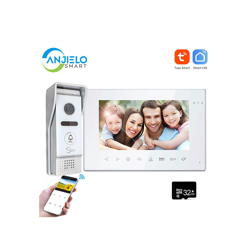 Anjielo Tuya Video Intercom System 7 Inch Monitor Video Doorbell with Camera 1080P Video Portero Wifi Con Apertura Puerta