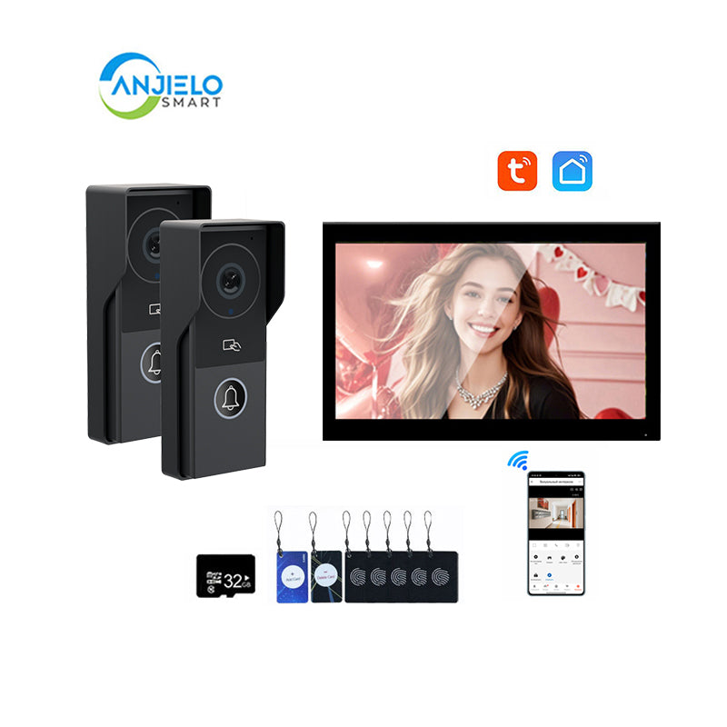 ANJIELO Smart Home Security Intercom System with 1080P 7/10-inch Touch Screen and Waterproof Door Phone, 140° Ultra-wide-angle Monitoring For Home
