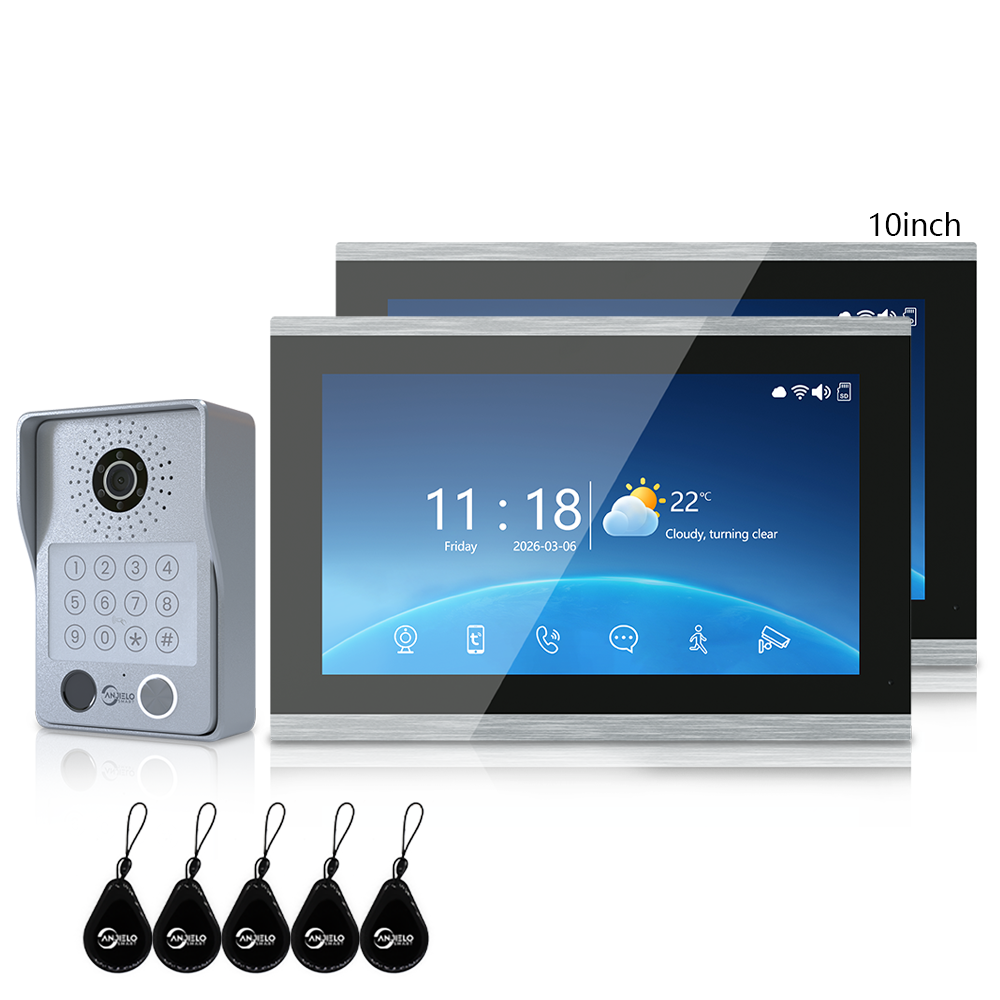 Anjielo Newest 4 wire Video Intercom System With Photo Frame Video Doorbell Motion Detection 5 in 1 unlocking Video Doorphone with Infrared Night Vision for Home and Villa