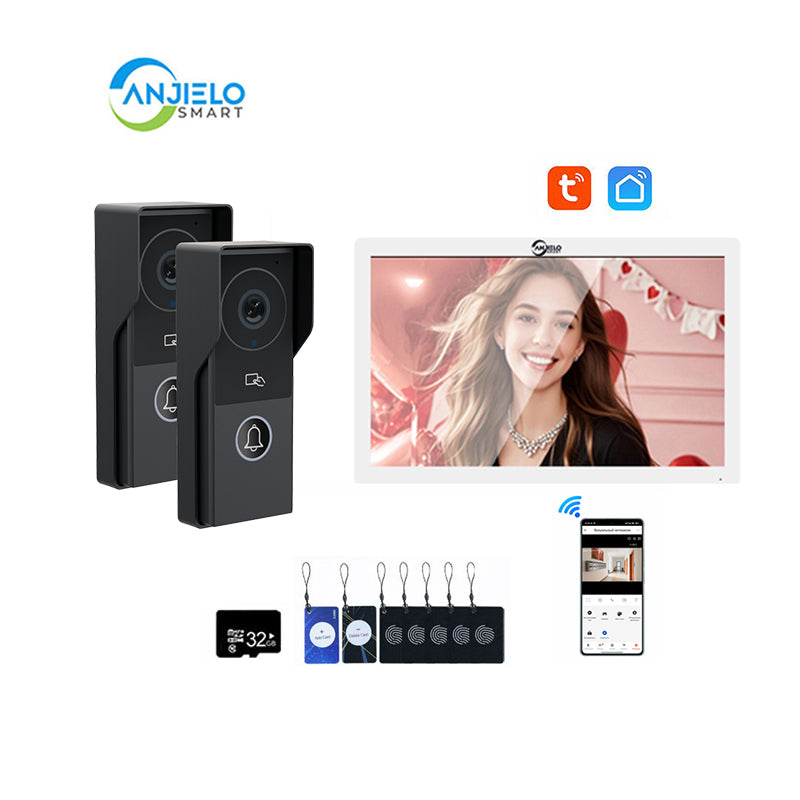 ANJIELO Smart Home Security Intercom System with 1080P 7/10-inch Touch Screen and Waterproof Door Phone, 140° Ultra-wide-angle Monitoring For Home