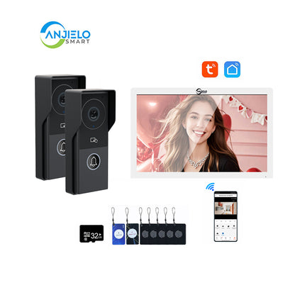 ANJIELO Smart Home Security Intercom System with 1080P 7/10-inch Touch Screen and Waterproof Door Phone, 140° Ultra-wide-angle Monitoring For Home