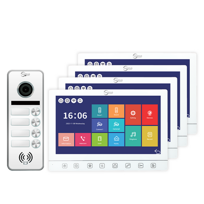 Anjielo Smart Screen Touch Button Doorbell with 7 Inch Display - 2-Door & 3-Door Options for Apartments