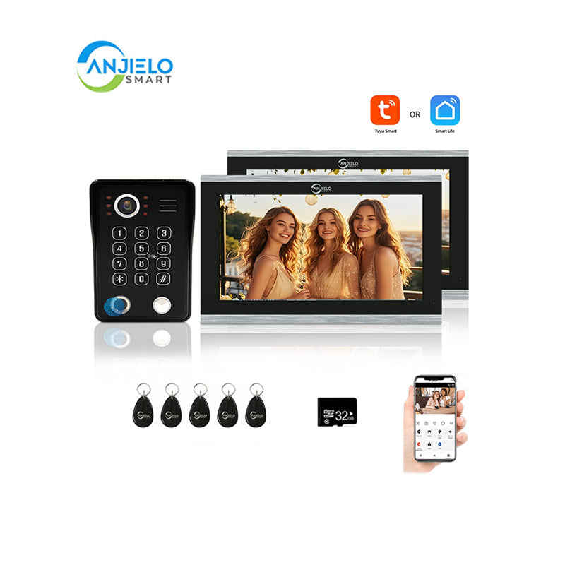 Anjielo Smart Wifi Doorbell Cam Video Intercom System by Tuya - 1080p HD Security and Multiple Unlock Options Including RFID Cards
