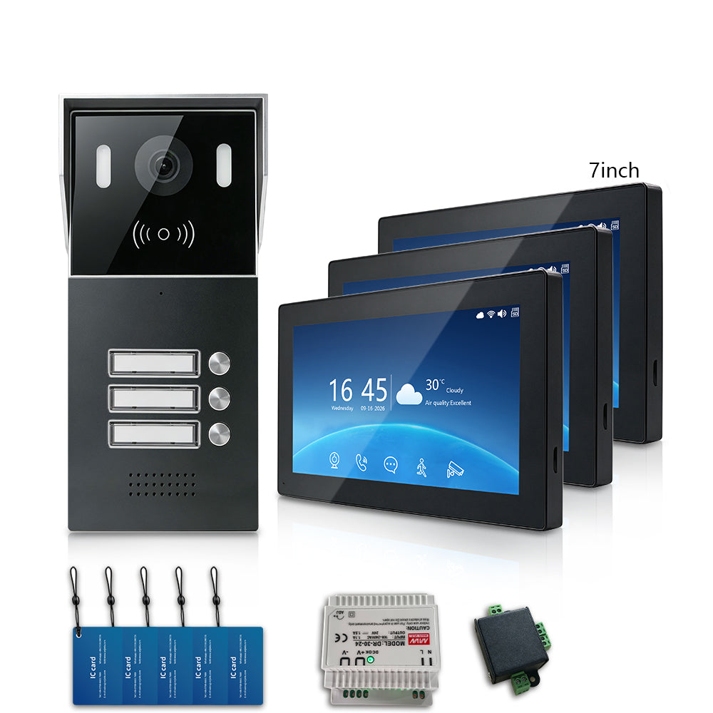 ANJIELO 2-Wire Multi-Tenant Tuya Smart Video Intercom System | Multi-Apartment Video Door Phone, Remote App Unlock, Waterproof Outdoor Station, 7/10 inch Indoor Touch Monitor