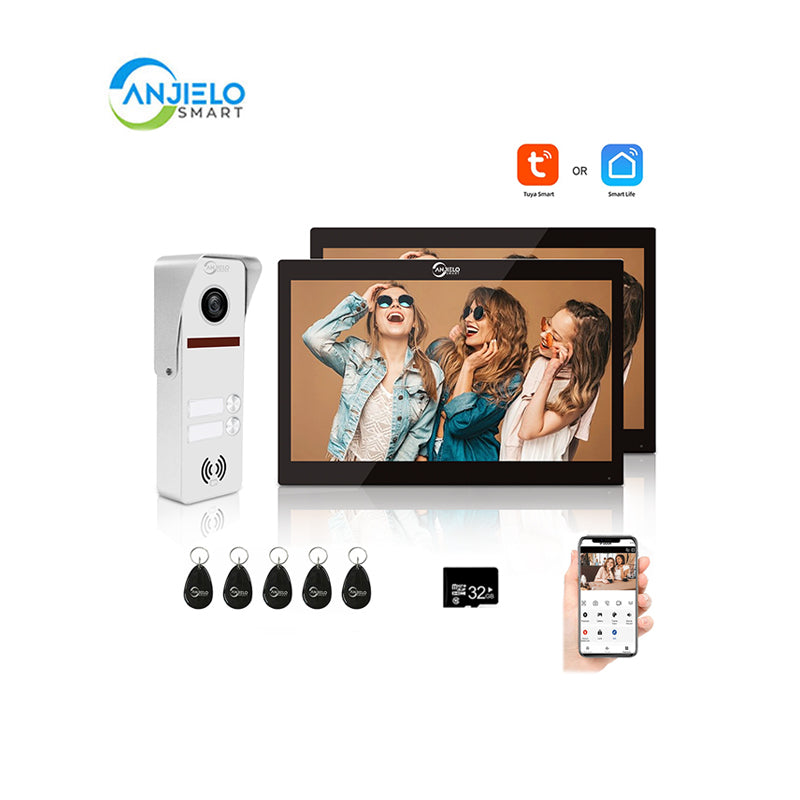 Anjielo Smart Home Full Touch Screen Anjielo WiFi Video Intercoms - Tuya Smart 7/10 Inch Intercom for Two Doors with 1080p Resolution and 160° Viewing Angle