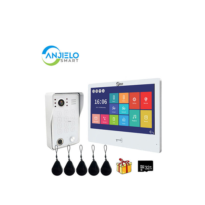 Anjielo Smart Advanced Tuya Smart Home 10'' Display Video Intercom with Secure Access Control Options High Definition 1080p Wired Doorbells for Enhanced Safety