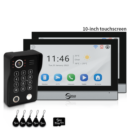 Anjielo 7/10 Inch 4-Wire WiFi Video Intercom System with 5-in-1 Unlock Fingerprint RFID Password App for Home Apartment