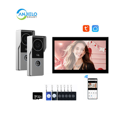 ANJIELO Smart Home Security Intercom System with 1080P 7/10-inch Touch Screen and Waterproof Door Phone, 140° Ultra-wide-angle Monitoring For Home