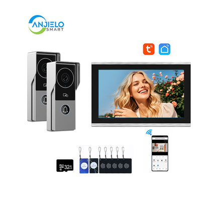 ANJIELO Smart Home Security Intercom System with 1080P 7/10-inch Touch Screen and Waterproof Door Phone, 140° Ultra-wide-angle Monitoring For Home