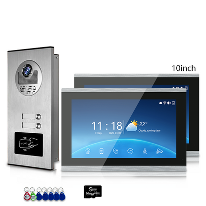 Multi-Family 4-Wire Video Intercom Doorbell System, 1080P HD Camera, 3 Unlock Methods, Tuya Smart App, 2-12 Units, Night Vision & Motion Detection