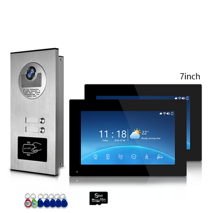 Multi-Family 4-Wire Video Intercom Doorbell System, 1080P HD Camera, 3 Unlock Methods, Tuya Smart App, 2-12 Units, Night Vision & Motion Detection