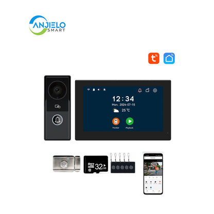 Anjielo Smart Home WiFi Smart Doorphone System by Anjielo Smart 2-Wire Installation with High Definition 1080P Camera and Large 10” Display
