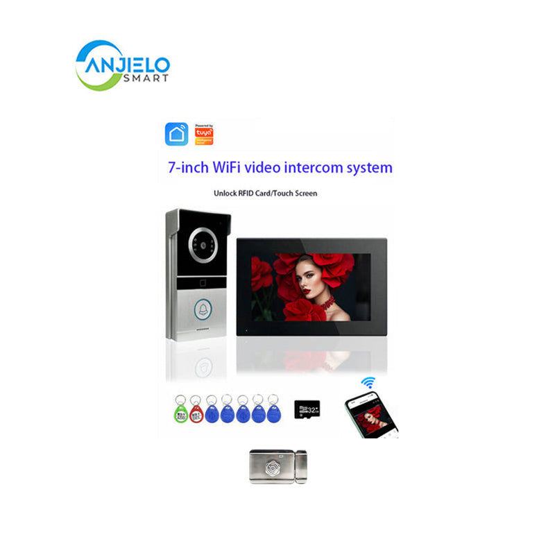 AnjieloSmart Video Intercom 7/10 inch 1080P WiFi Video Door Phone with RFID Unlock IR Night Vision and Two-way Talk Video Intercom System for Home