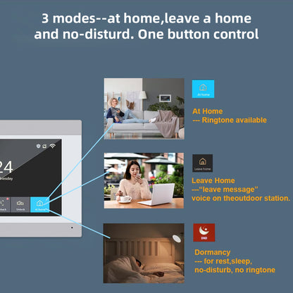 7 Inch 4-Wire WiFi Video Intercom System, Tuya Smart Video Door Phone, Touch Screen Indoor Monitor, 2-Way Audio, Night Vision, Motion Detection, Remote Unlock, Home Security Doorbell Intercom Kit