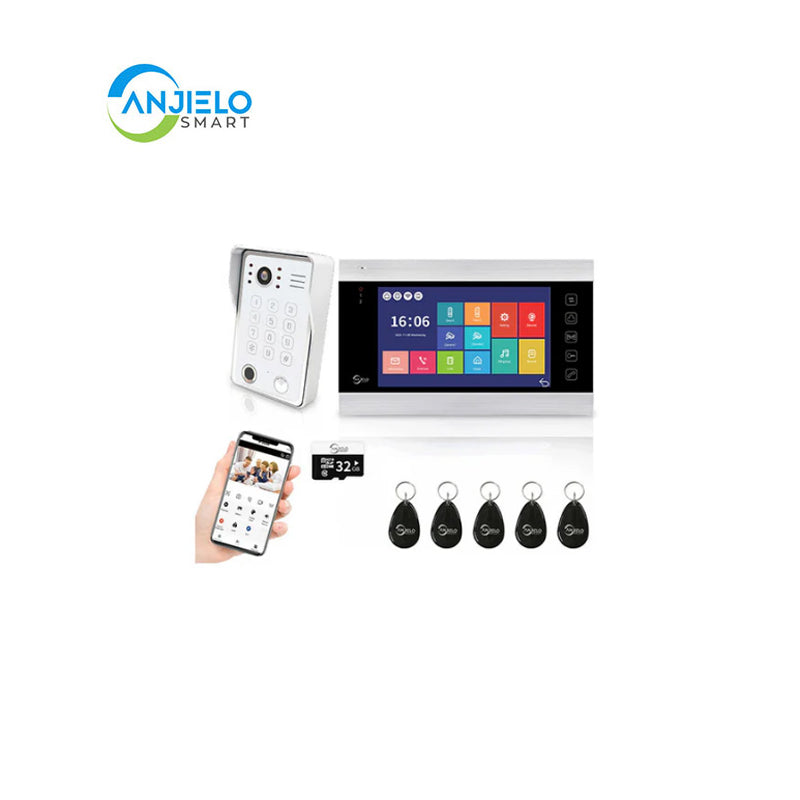 Anjielo Smart Home WiFi-Enabled 7" Touchscreen Video Doorphone - 1080p Resolution & App-Controlled Remote Locking for Android & iOS Devices