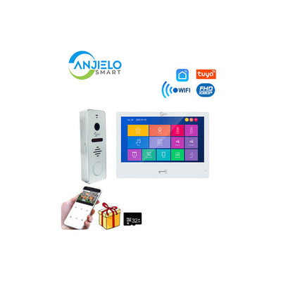 Anjielo smart Home Tuya 10 Inch Touch Screen Monitor Smart Home with 1080P 160°Wide View Angle Doorbell Camera Video Intercom System For Home