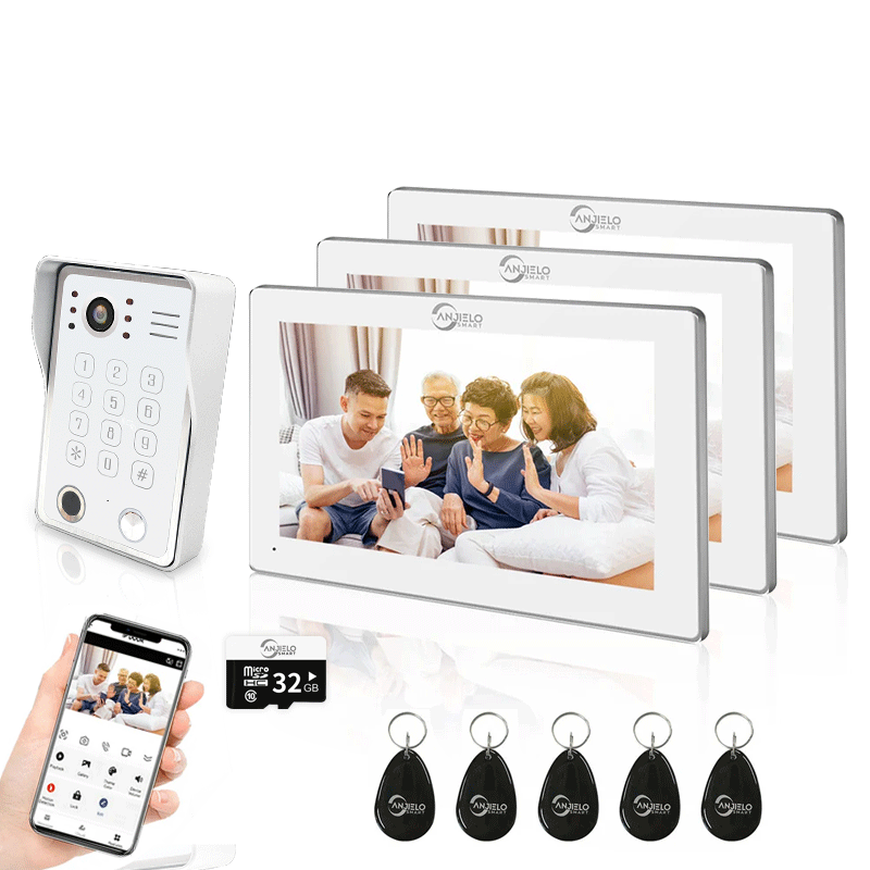 Anjielo Smart Wifi Doorbell Cam by Tuya - 1080p HD Security and Multiple Unlock Options Including RFID Cards