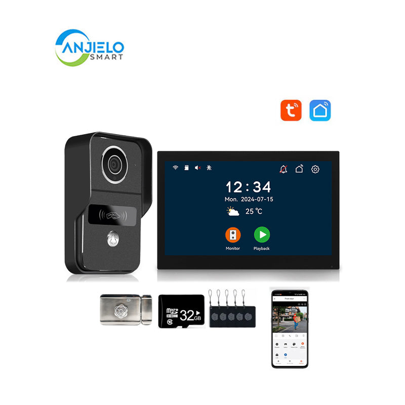 Anjielo Smart Home WiFi Smart Doorphone System by Anjielo Smart 2-Wire Installation with High Definition 1080P Camera and Large 10” Display