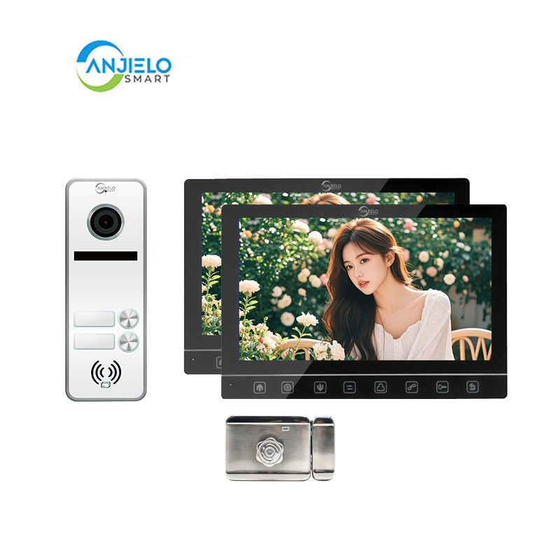 Anjielo Smart Home 7-Inch Smart Touchscreen Video Door Phone with 1080P HD Camera & Night Vision - 2-Door Intercom System for Homes, Villas and Apartments