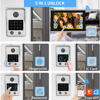 Anjielo Newest 4 wire Video Intercom System With Photo Frame Video Doorbell Motion Detection 5 in 1 unlocking Video Doorphone with Infrared Night Vision for Home and Villa